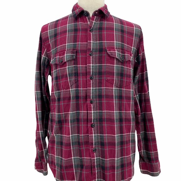 J.Crew Sportsmen's Outfitter Red Black Plaid Button Up Long Sleeve Shirt Men's M
